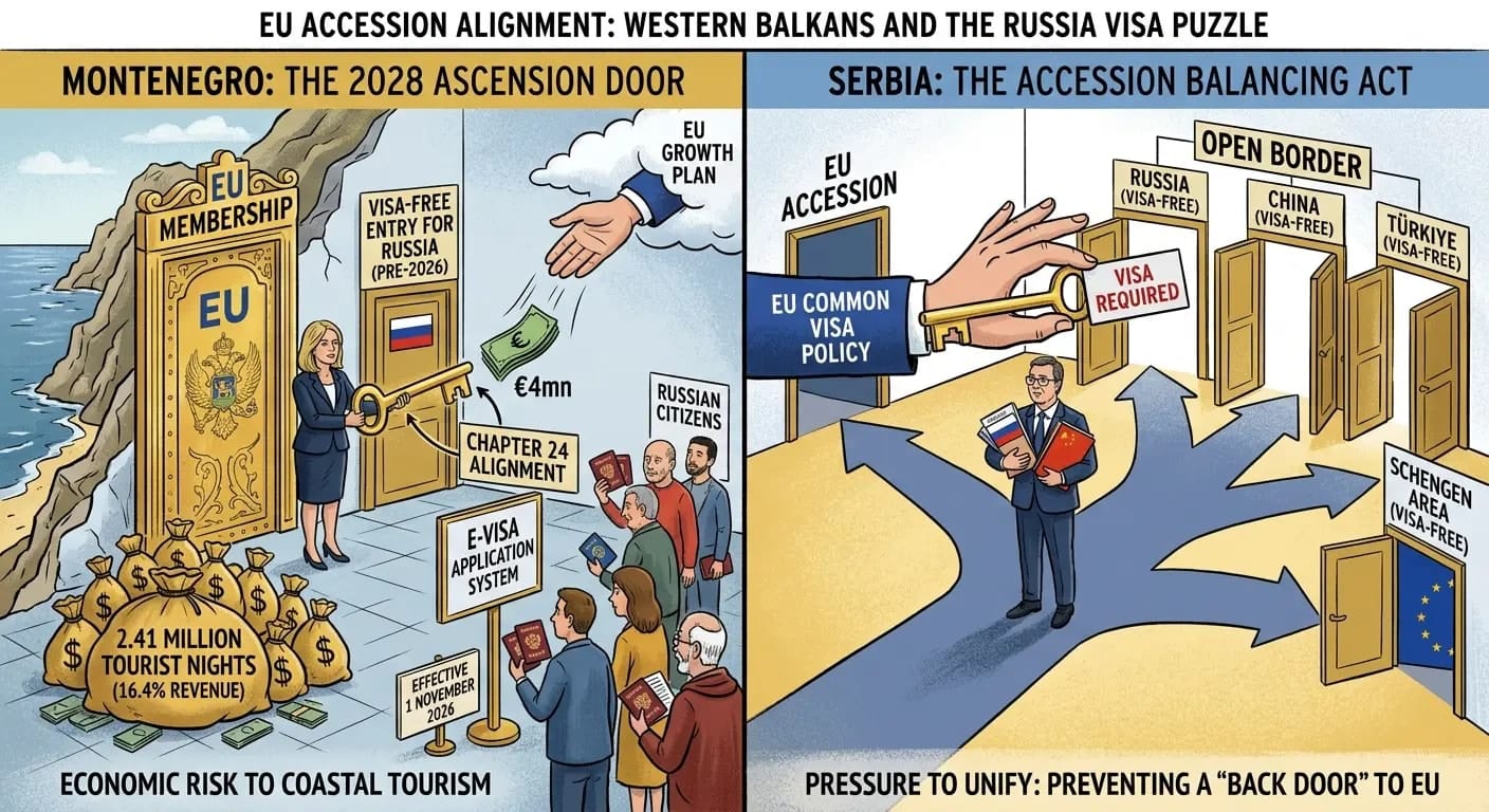 EU Accession Alignment: Montenegro and Serbia Reevaluate Visa-Free Rules for Russia
