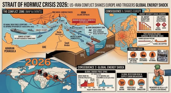 Strait of Hormuz Crisis 2026: US–Iran Conflict Shakes Europe and Triggers Global Energy Shock